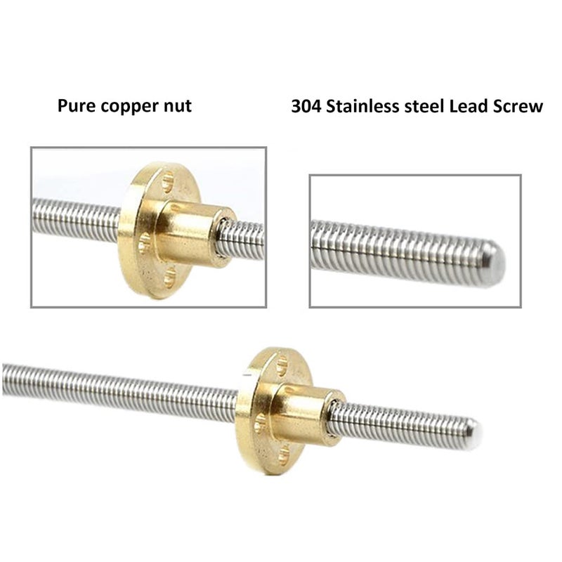 Surprecision 8mm T8 Lead Screw Set (1000mm/39.37" Lead Screw + Copper Nut +Nut Housing + Vertical Pillow Bearing Block + Hexagon Wrench + Coupler), Pitch: 2mm/0.08",Lead: 8mm/0.31" - Image 3